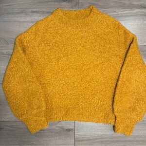 FRANK and OAK Women's Wool ALAPACA blend Mustard Bouclé Sweater
